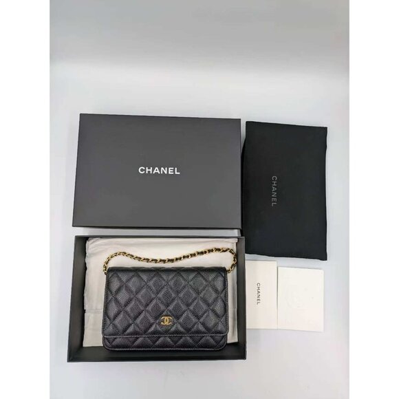 Pre-owned Chanel Caviar Quilted Wallet On Chain WOC Black - Picture 12 of 13